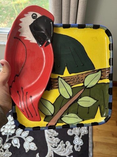 Vintage parrot serving tray - parrot,